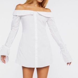 White off shoulder sexy shirt dress